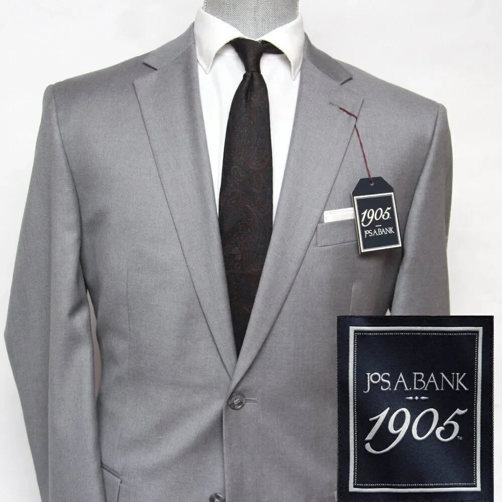 43R Jos A Bank 1905 Navy Mens Sportcoat Blazer Jacket‎ Tailored Fit Grey D040200